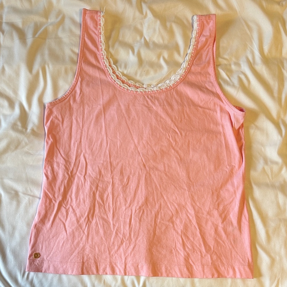 Lilly Pulitzer Pink Tank Top with Lace Detail